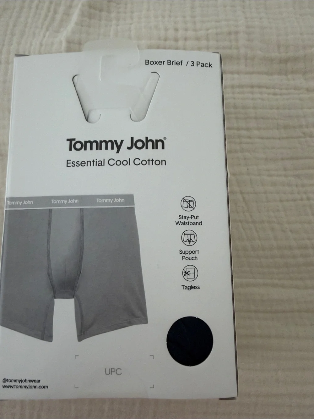 Tommy John Men’s Essential Cool Cotton Boxer Briefs - Black & Gray (3 Pack) L
